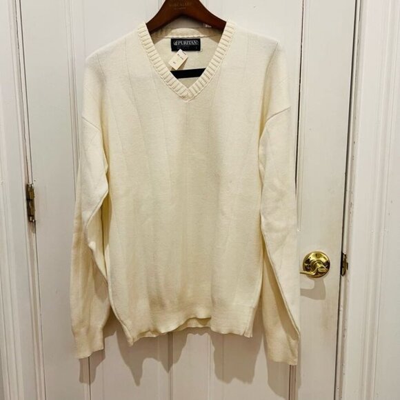 Vintage Puritan 100% Cotton V Neck Sweater Size Large - Picture 3 of 16